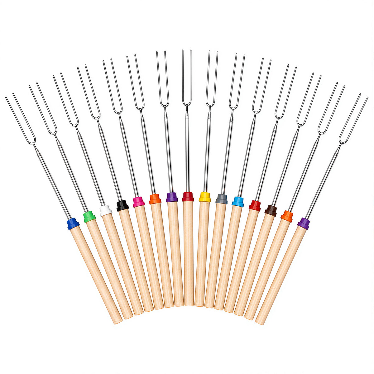 Aifanss 15 pack Smores Sticks for Fire Pit, 32 inch Marshmallow Roasting Sticks with Wooden Handles for Campfire, Hot Dogs, Camping Essentials