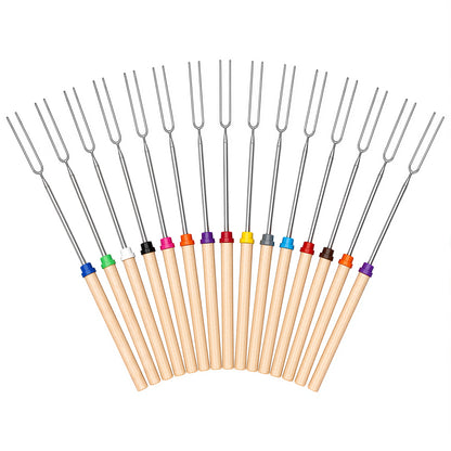 Aifanss 15 pack Smores Sticks for Fire Pit, 32 inch Marshmallow Roasting Sticks with Wooden Handles for Campfire, Hot Dogs, Camping Essentials