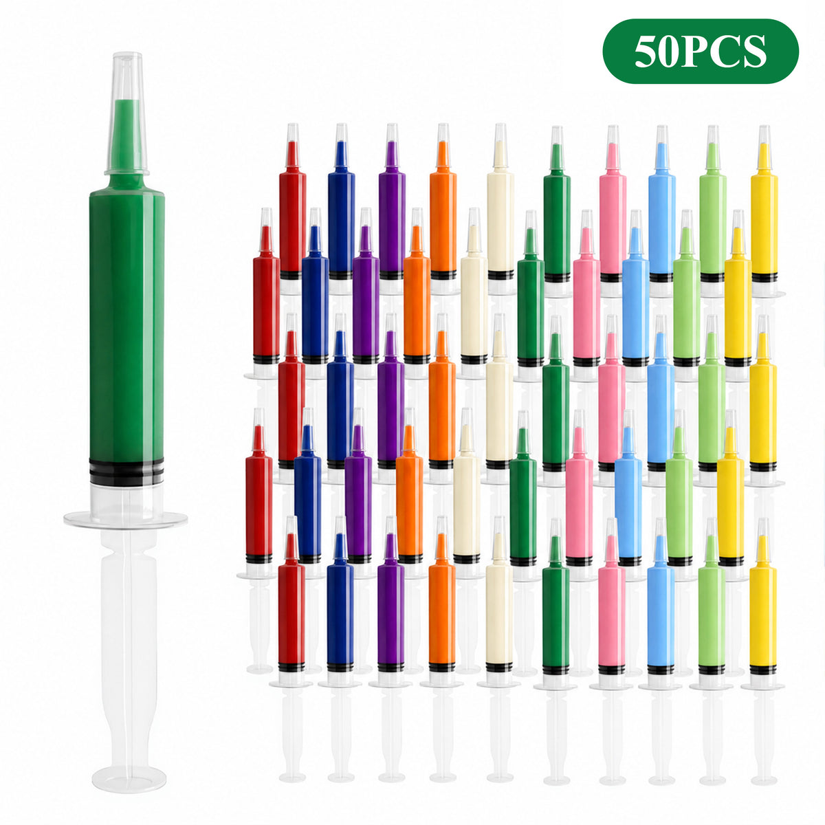 Aifanss Jello Shot Syringes 50 pack, 20ml Plastic Syringes with Tip Caps, Reusable Party Shot Syringes for Halloween, Christmas, Thanksgiving, Bachelorette Party Supplies