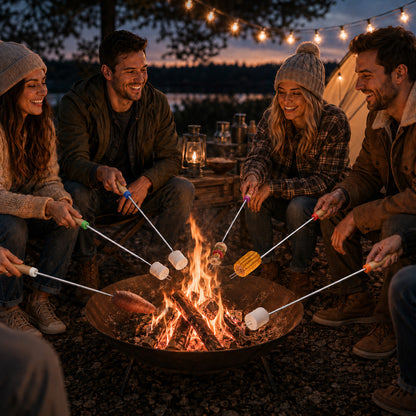 Aifanss 15 pack Smores Sticks for Fire Pit, 32 inch Marshmallow Roasting Sticks with Wooden Handles for Campfire, Hot Dogs, Camping Essentials