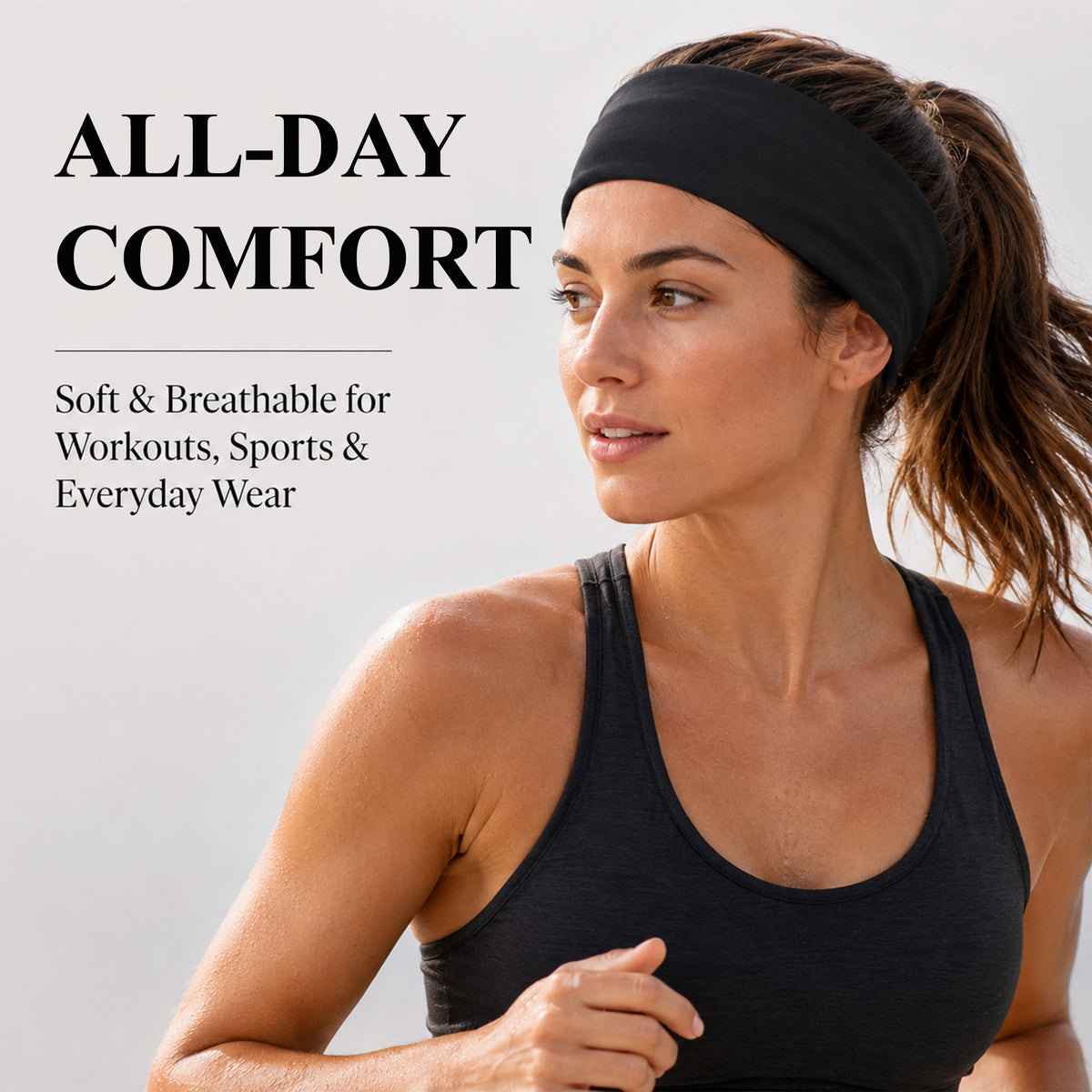Aifanss 10 Pack Black Headbands for Men & Women, Moisture Wicking Stretchy Sports Sweatbands for Running, Workout, Gym, Fitness, Basketball, Cycling and Yoga