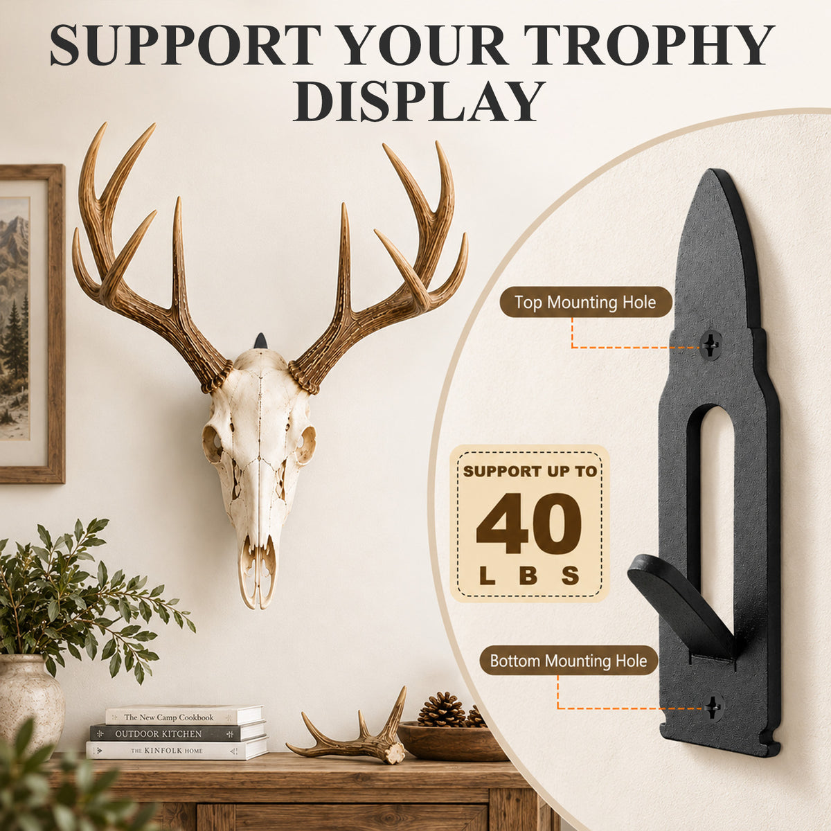 Aifanss Mount Skull Hanger 8 pcs,Black Metal Skull Mount Hanger,for Deer, Mule Deer, Antelope, Coyote & Small Game Skulls Display