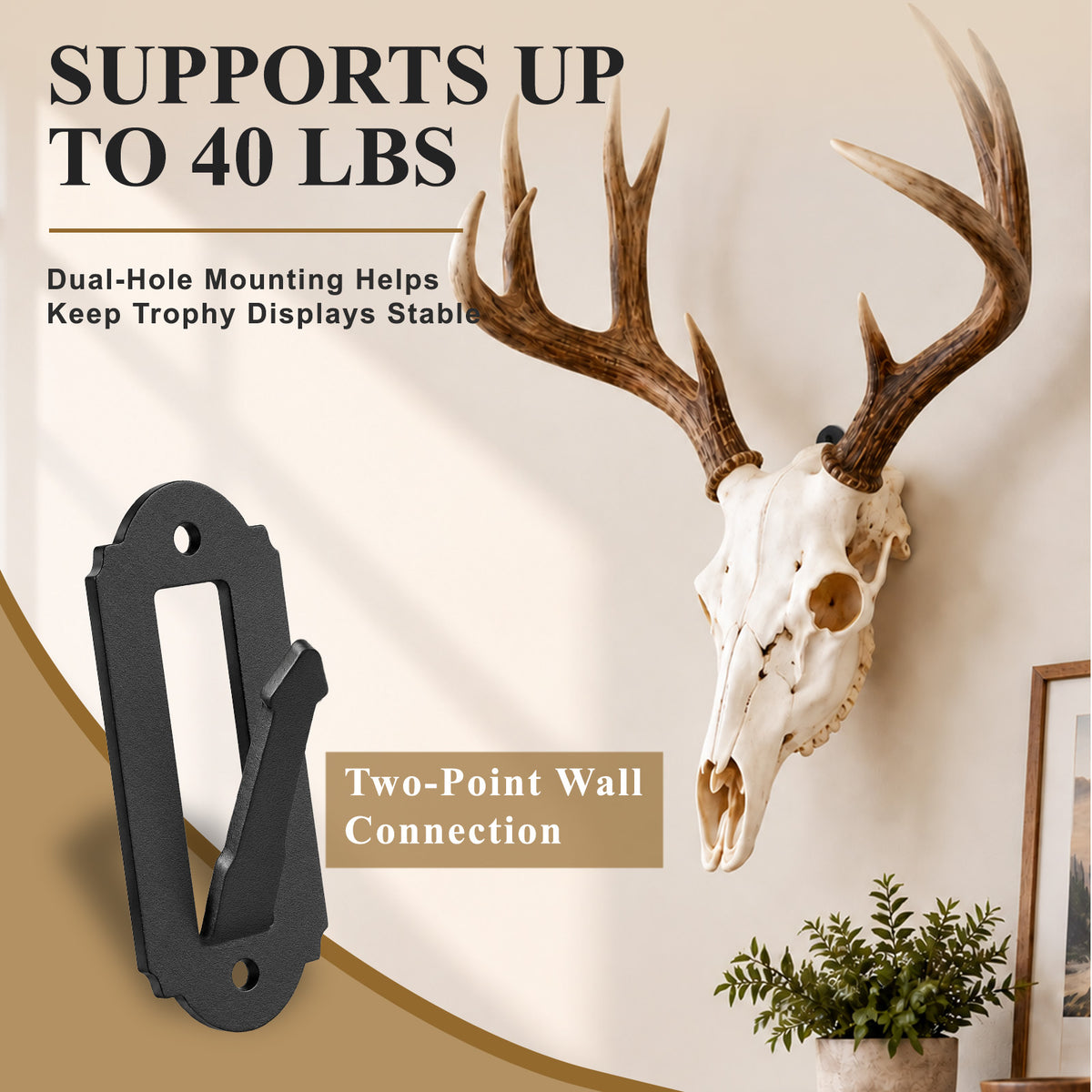 Aifanss European Mount Skull Hanger 4 pcs,Stainless Steel Wall Mount for Deer, Mule Deer, Antelope, Coyote and Small Game Skull Display