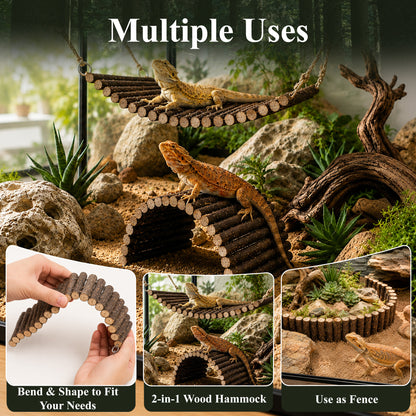 Aifanss Bearded Dragon Tank Accessories, 9 PCS Reptile Hammock Climbing Bridge Jungle Vines, Terrarium Decor for Lizards Geckos Snake Habitat Set
