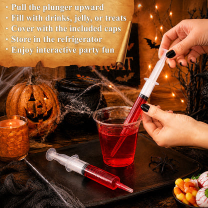 Aifanss Jello Shot Syringes 50 pack, 20ml Plastic Syringes with Tip Caps, Reusable Party Shot Syringes for Halloween, Christmas, Thanksgiving, Bachelorette Party Supplies