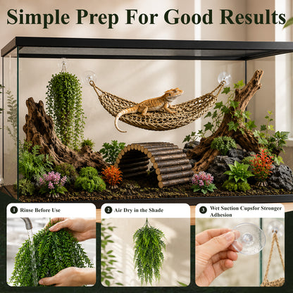 Aifanss Bearded Dragon Tank Accessories, 9 PCS Reptile Hammock Climbing Bridge Jungle Vines, Terrarium Decor for Lizards Geckos Snake Habitat Set