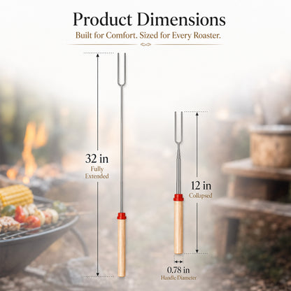 Aifanss 15 pack Smores Sticks for Fire Pit, 32 inch Marshmallow Roasting Sticks with Wooden Handles for Campfire, Hot Dogs, Camping Essentials