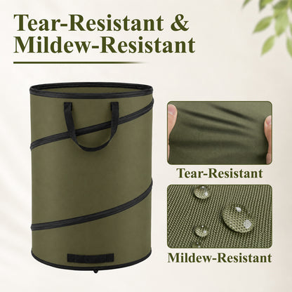 Aifanss Collapsible Trash Can, 30 Gallon Pop-up Trash Can with Zippered Lid, Reusable Garbage Bin for Camping, Yard Waste, Gardening, Lawn Care & Outdoor Use