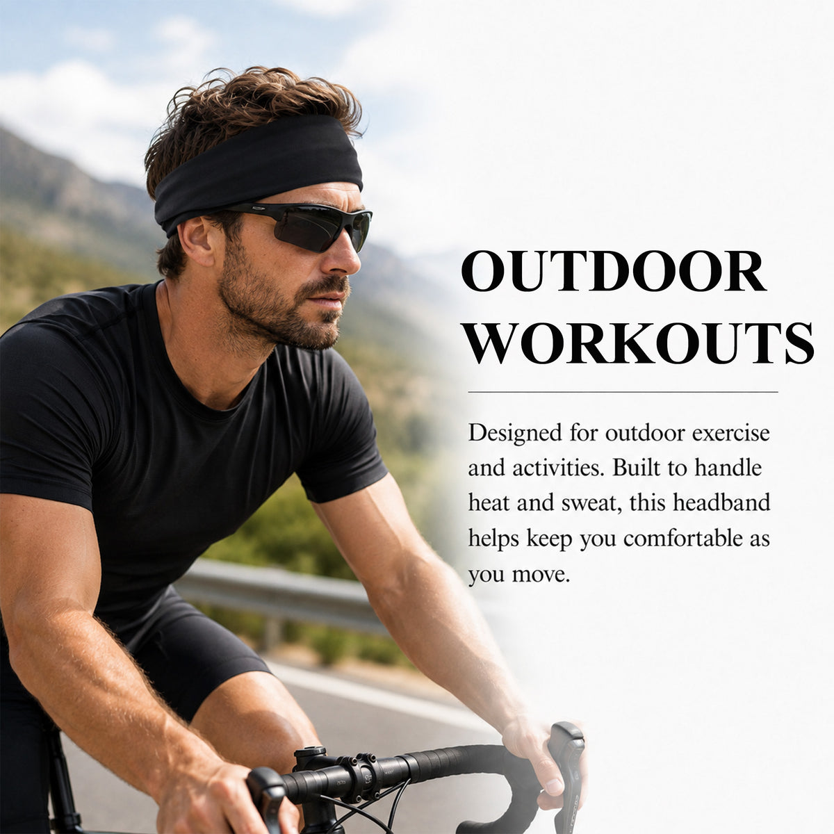 Aifanss 10 Pack Black Headbands for Men & Women, Moisture Wicking Stretchy Sports Sweatbands for Running, Workout, Gym, Fitness, Basketball, Cycling and Yoga