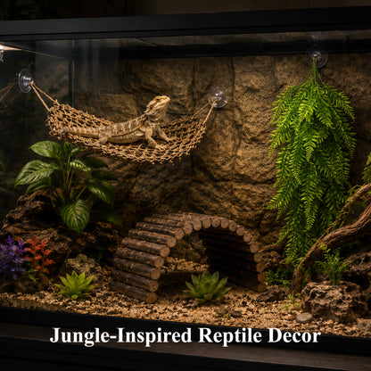 Aifanss Bearded Dragon Tank Accessories, 9 PCS Reptile Hammock Climbing Bridge Jungle Vines, Terrarium Decor for Lizards Geckos Snake Habitat Set