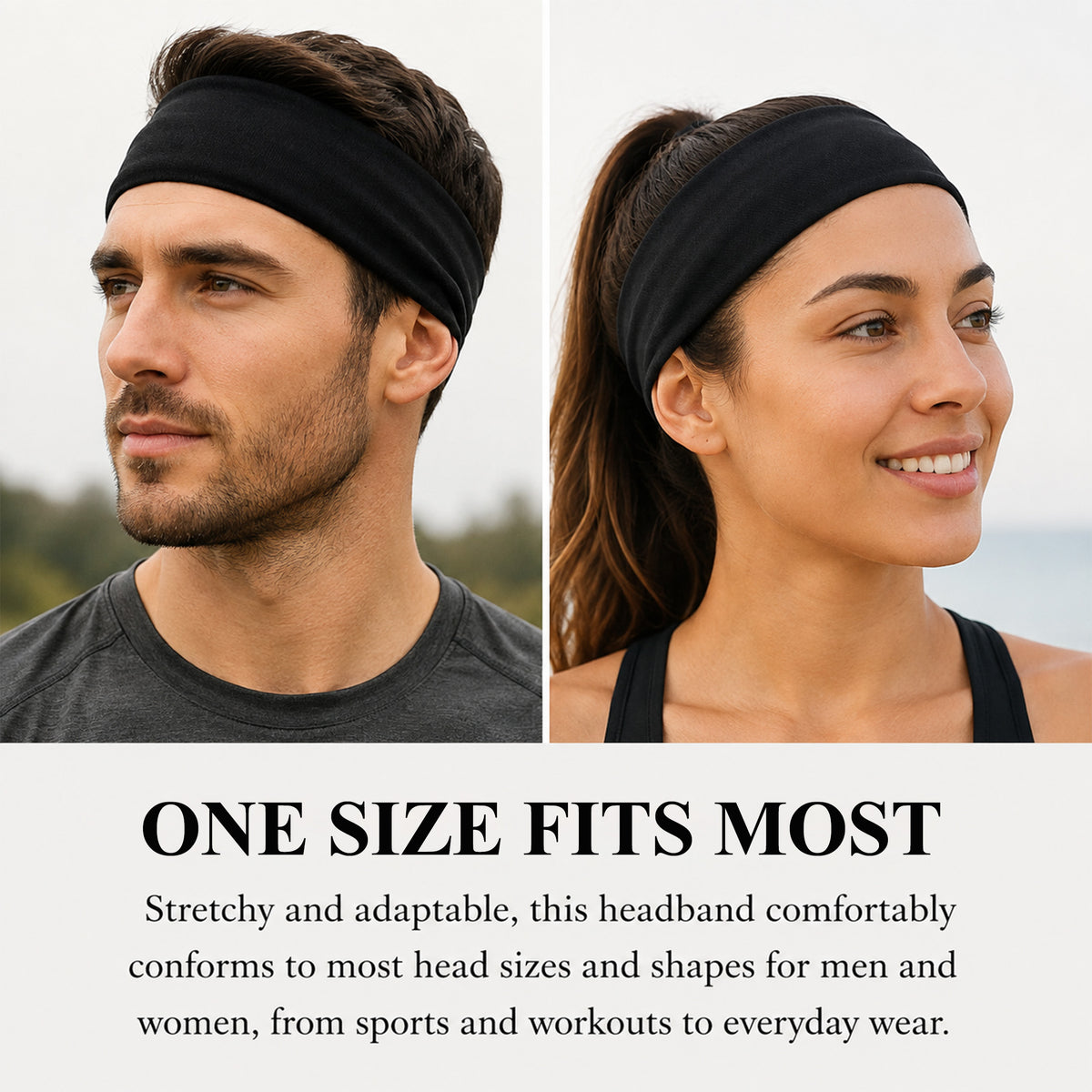 Aifanss 10 Pack Black Headbands for Men & Women, Moisture Wicking Stretchy Sports Sweatbands for Running, Workout, Gym, Fitness, Basketball, Cycling and Yoga