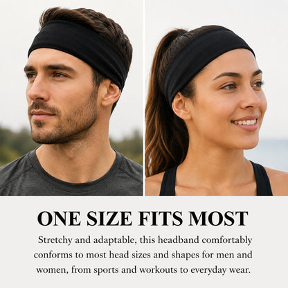 Aifanss 10 Pack Black Headbands for Men & Women, Moisture Wicking Stretchy Sports Sweatbands for Running, Workout, Gym, Fitness, Basketball, Cycling and Yoga