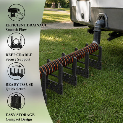 Aifanss 15FT RV Sewer Hose Support, Adjustable Height Septic Hose Holder with Secure Rubber Band, Quick Setup & Collapse for Campers, Travel Trailers, Motorhomes
