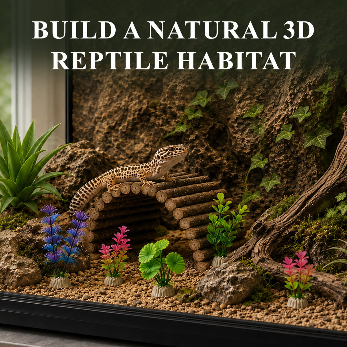 Aifanss Bearded Dragon Tank Accessories, 9 PCS Reptile Hammock Climbing Bridge Jungle Vines, Terrarium Decor for Lizards Geckos Snake Habitat Set