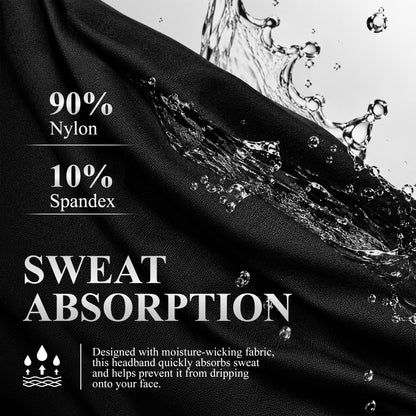 Aifanss 10 Pack Black Headbands for Men & Women, Moisture Wicking Stretchy Sports Sweatbands for Running, Workout, Gym, Fitness, Basketball, Cycling and Yoga